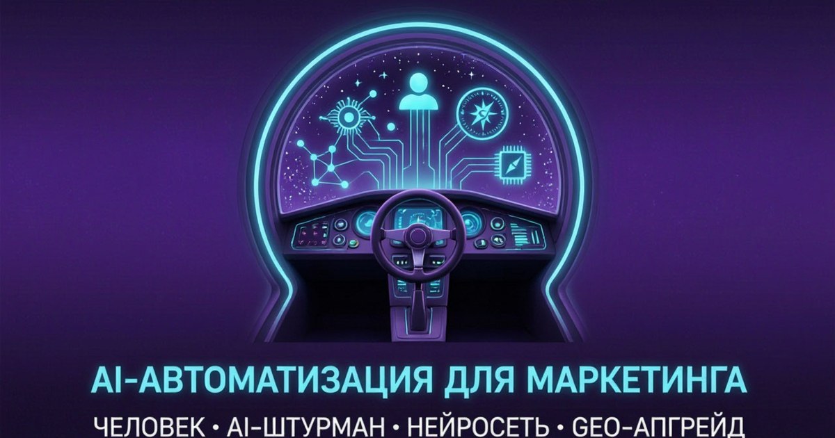 Обложка статьи: ai-автоматизация в маркетинге: человек, ai-штурман и нейросеть