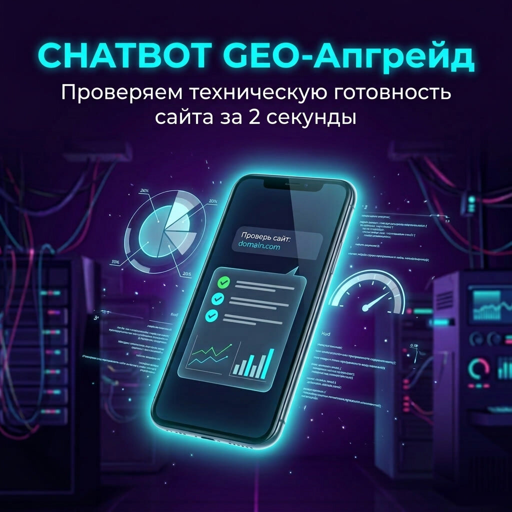 Обложка кейса: чат-бот GEO-Апгрейд — проверяем техническую готовность сайта за 2 секунды