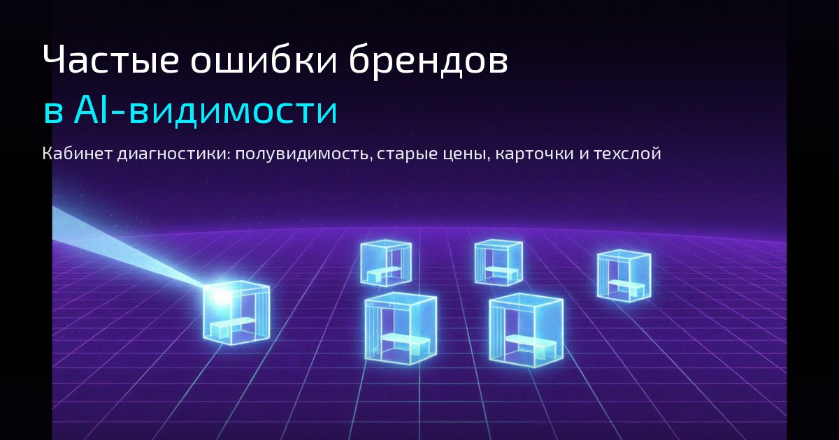 Обложка статьи: пять светящихся неоново-голубых кабинетов-кубиков полукругом на тёмно-фиолетовом лабораторном фоне, луч сканера подсвечивает один из них