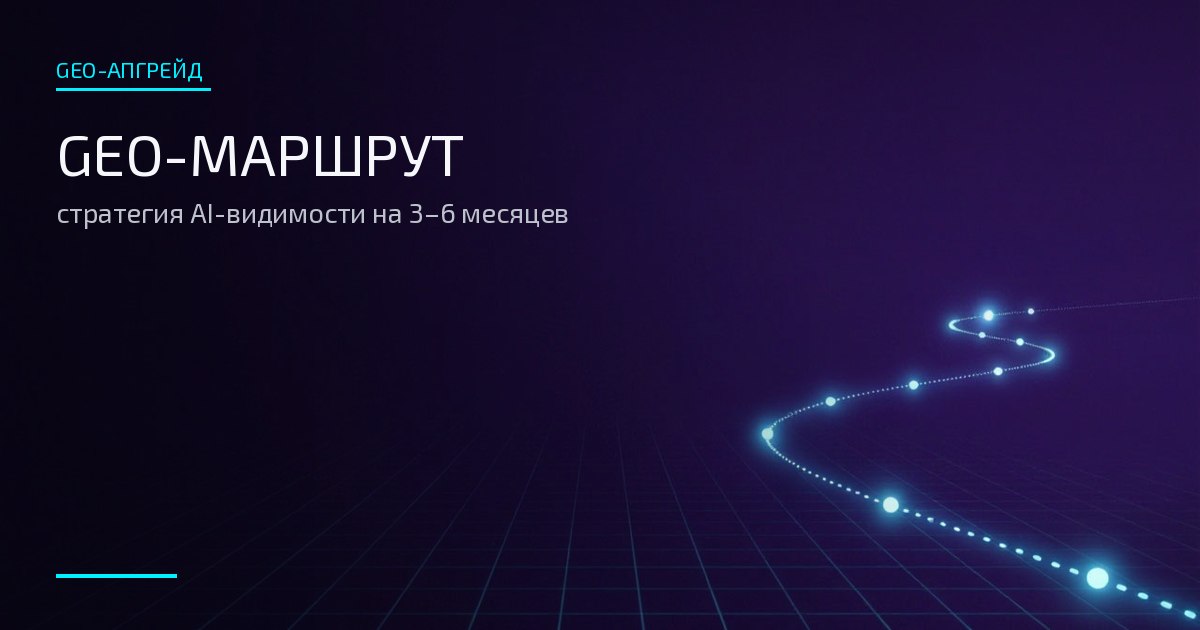 Обложка: GEO-маршрут — светящаяся траектория стратегии на 3–6 месяцев