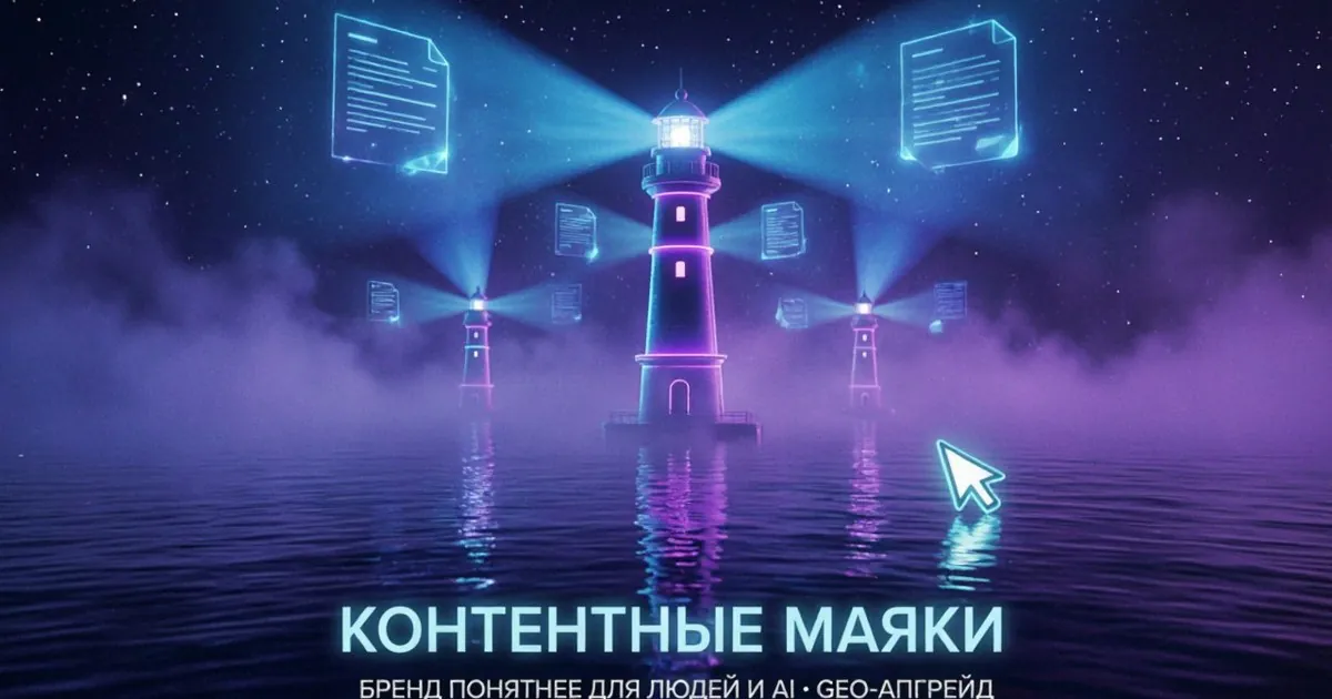 Обложка статьи: светящиеся маяки передают сигналы в неоновом цифровом пространстве