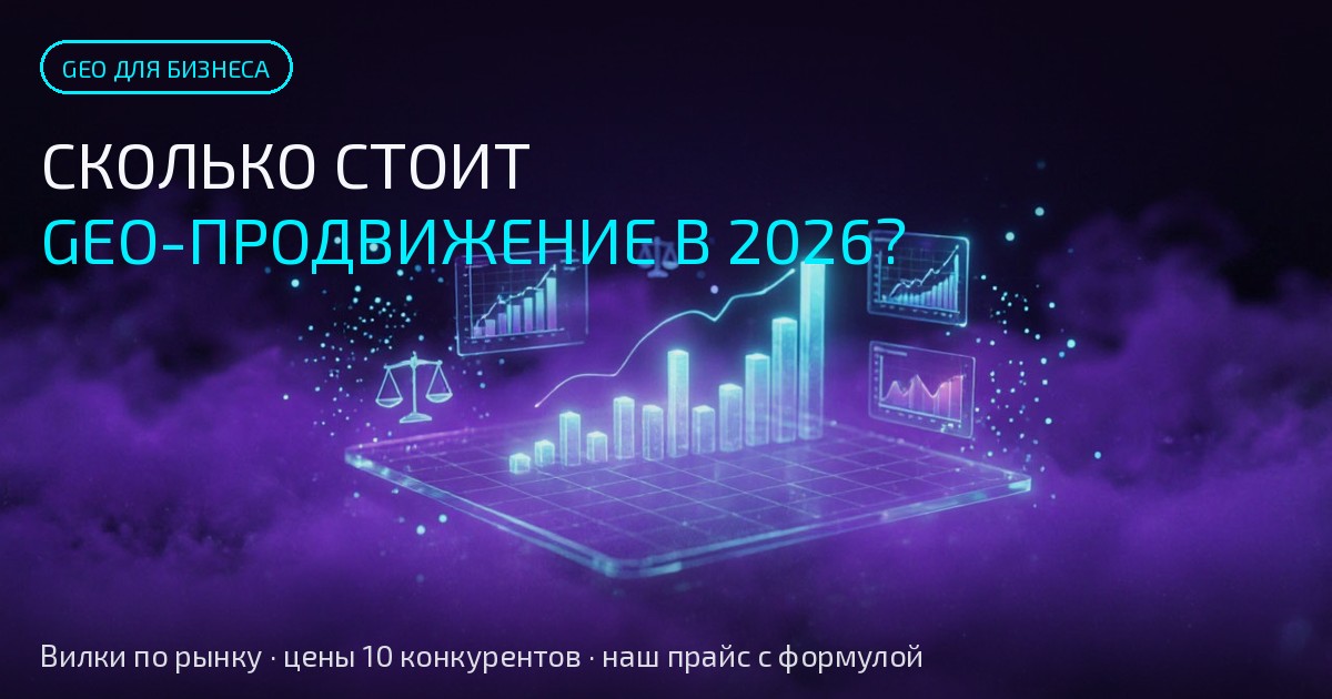 Обложка статьи: Сколько стоит GEO-продвижение в 2026: вилки по рынку и наш прайс