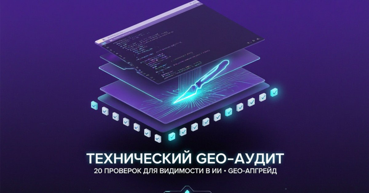 Обложка статьи: технический geo-аудит: 20 проверок, которые делают сайт видимым для ии